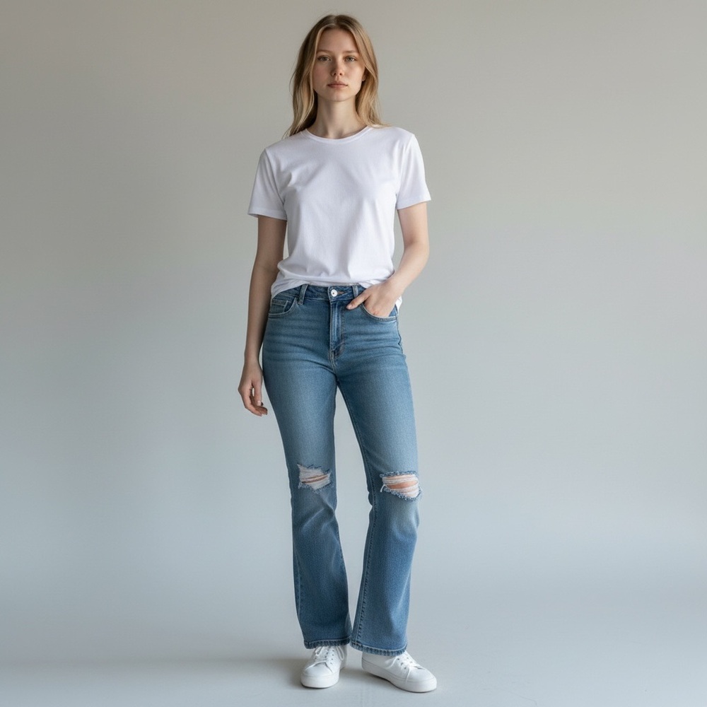Love Cult Distressed Flare Jeans Light Wash Boho Y2K Size 12